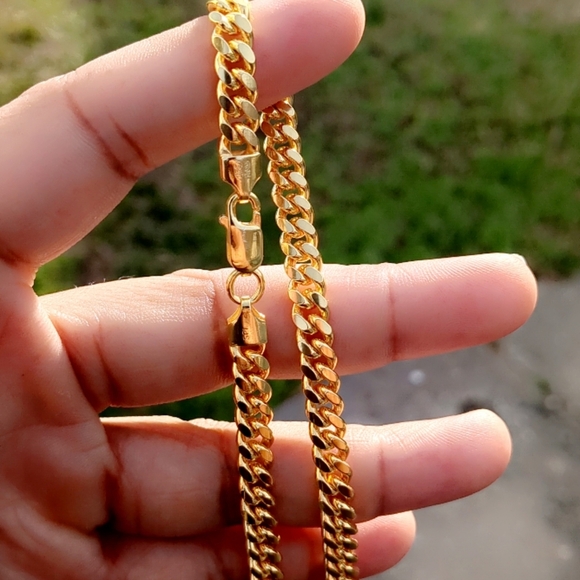 Sterling Silver 925 Gold finish Miami Cuban 180 Chain Link 6.3mm  CH375-20 - Picture 5 of 5